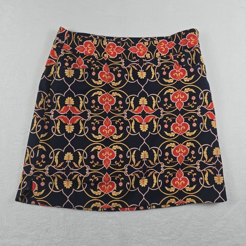 EP Pro Womens 8 Floral Golf Skort Navy Blue Orange Yellow Multi Pockets 18in